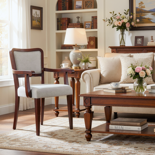Sunvega 42 Inch Round Dining Table with Oak Veneer Top and Iron Base for Small Spaces