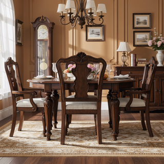 Sunvega Mahogany Queen Anne Traditional Upholstered Side Chair Set of 2