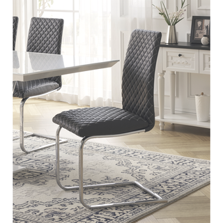 Sunvega Sleek Contemporary Style Gray Faux Leather Side Chairs with Chrome Metal Finish