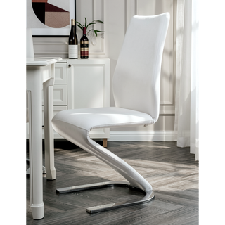 Sunvega Contemporary Style Black Leatherette Dining Chairs with Z-Shaped Chrome Base
