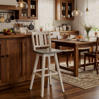 Sunvega Solid Rubberwood Counter Height Dining Table with Distressed Gray Finish