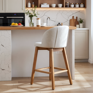 Sunvega 360 Swivel Upholstered Counter Stools Set of 2 with Backrest and Footrest