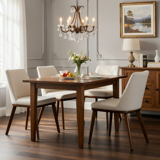 Sunvega Mid-Century Modern Solid Wood Legs Clove Beige Velvet Dining Chair Set of 2