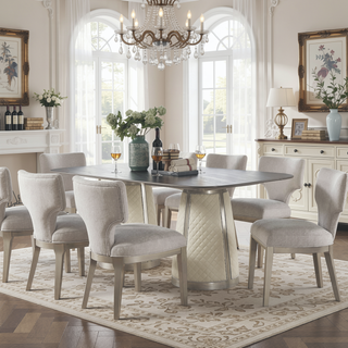 Sunvega Ivory and Champagne Side Chair with Padded Seat and Curved Backrest