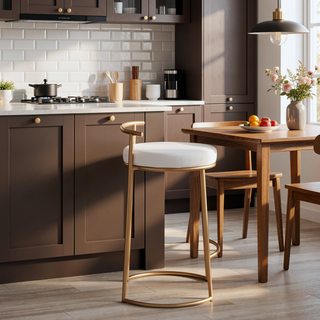 Sunvega Gold Metal Frame with Padded Faux Leather Upholstered Seat Counter Stool Set of 2