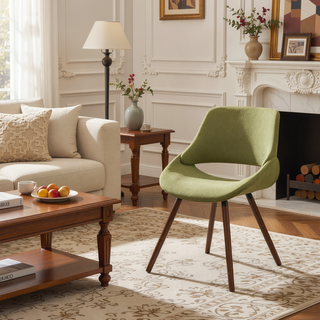 Sunvega Acid Green Upholstered Bentwood Dining Chair with Mid Century Modern Styling