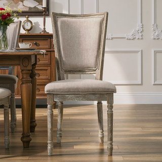 Sunvega Beige and Reclaimed Grey Padded Seat Side Chairs with Welt Trim for Dining Room