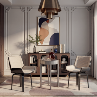 Sunvega Mid-Century Modern Dining Chair with 360° Swivel and PU Leather Upholstery