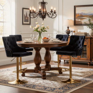 Sunvega Adjustable Swivel Bar Stool with Velvet Upholstery and Gold Base