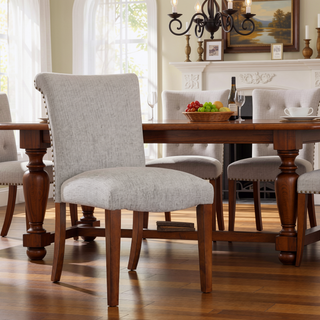 Sunvega Sophia Sea Oat Dining Chairs with Nail Heads in Performance Fabric - Set of 2
