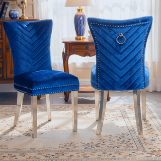 Sunvega Velvet Upholstered Chair with Tufted Design and Stainless Steel Legs