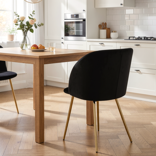 Sunvega Fran Contemporary Dining Chairs with Velvet Upholstery and Gold Metal Legs