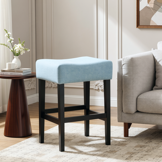 Sunvega Set of 2 Beige Backless Fabric Counter Height Barstools with Padded Seats