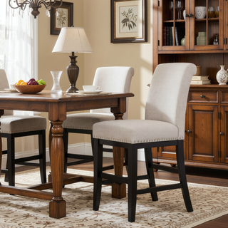 Sunvega Upholstered Counter Stool with Solid Wood Frame and Nailhead Trim