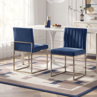 Sunvega Sturdy and Durable Velvet Upholstered Dining Chair with Gold Accent