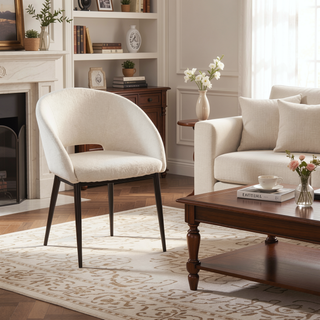 Sunvega Renee Contemporary Chair with Cream Noise Fabric and Copper Metal Legs
