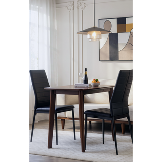 Sunvega Modern Black Metal Side Chairs with Faux Leather Upholstery 2pc Set