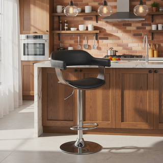 Sunvega Weathered Oak Adjustable Swivel Barstool with Padded Armrests and Footrest