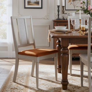 Sunvega Light Gray Finish Modern Wooden Upholstered Dining Chairs Set of 2