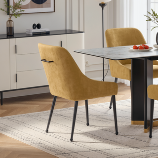 Sunvega Foam-Padded Upholstered Dining Side Chairs with Sloped Arms and Elegant Handle