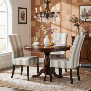 Sunvega Upholstered Fabric Dining Chairs with Rubberwood Legs and Contemporary Design