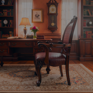 Sunvega Taupe and Bone White Arm Chair with Nailhead Trim and Ornate Legs