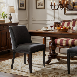 Sunvega Two Piece Solid Wood Dining Chair Set with Textured Fabric Seating