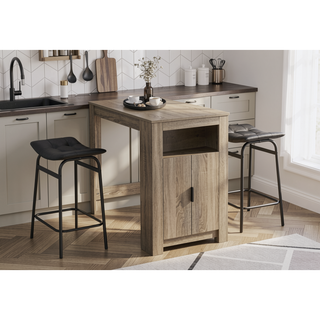 Sunvega Modern Kitchen Barstool Set Of 2 With Black Leather Look And Metal
