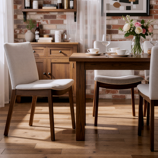 Sunvega Mid-Century Modern Solid Wood Dining Chair Set with Upholstered Fabric