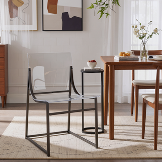 Sunvega Black Nickel Acrylic Dining Side Chair with Modern Metal Frame