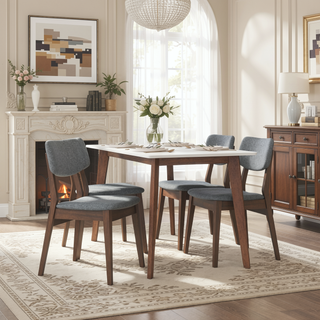 Sunvega Mid-Century Modern Dark Grey Velvet Upholstered Dining Side Chairs Set of 2