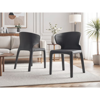 Sunvega Mid-Century Modern Dining Chairs Set of 2 with Faux Leather Upholstery