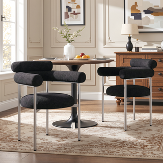 Sunvega Upholstered Armchair Dining Chairs With Metal Legs Set of 2 Grey