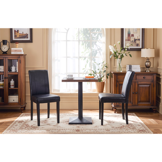 Sunvega Urban Style Leatherette Padded Parson Chair with Solid Wood Legs, Set of 2