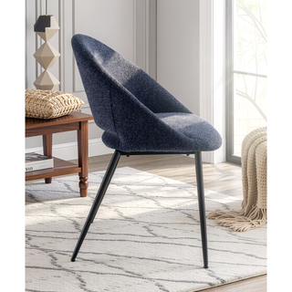 Sunvega White Boucle & Black Finish Side Chair with Padded Seat & Back Cushion
