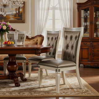 Sunvega Glamorous Acrylic Crystal Tufted Back Upholstered Dining Side Chairs Set