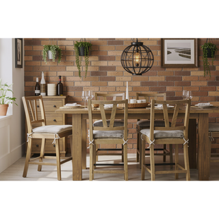 Sunvega Cashew Finish Counter Height Slat Back Chair with Rush Woven Seat