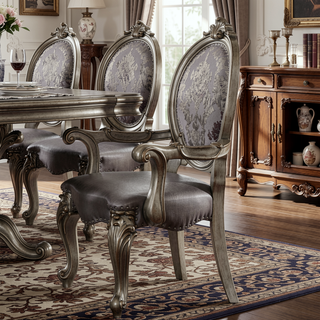 Sunvega Silver and Antique Platinum Arm Chair with Nailhead Trim Set of 2