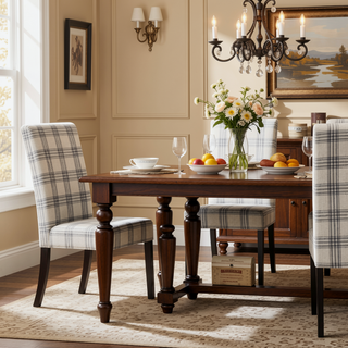 Sunvega Contemporary Upholstered Fabric Dining Chairs with Rubberwood Legs Set of 2