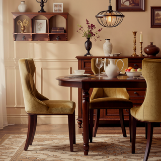 Sunvega Set of 2 Gray Traditional Dining Chairs with Luxurious Velvet Upholstery