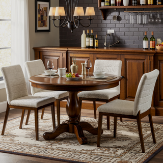 Sunvega Mid-Century Modern Burnt Orange Velvet Dining Chair Set with Walnut Solid Wood Base