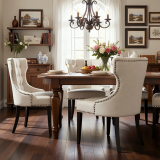 Sunvega Gillian Grey and Black Upholstered Dining Side Chair with Wingback Design