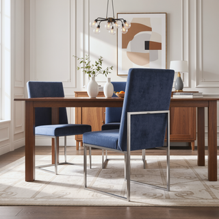 Sunvega Modern Velvet Upholstered Stainless Steel Dining Chair with Chrome Finish