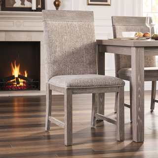 Sunvega Transitional Two Tone Padded Side Chair in Gray and Stone Gray Finish