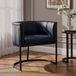 Sunvega Modern Faux Leather Upholstered Dining Chair with Geometric Metal Frame