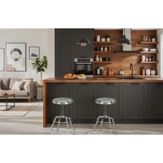Sunvega Brushed Stainless Steel Swivel Adjustable Height Kitchen Bar Stool