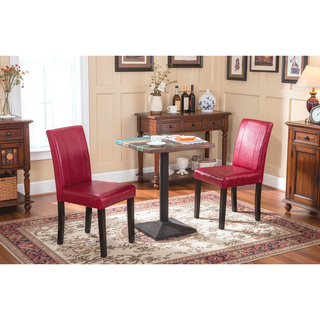 Sunvega Urban Style Leatherette Padded Parson Chair with Solid Wood Legs, Set of 2