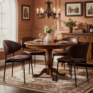Sunvega Italian Mid-Century Modern Dining Chairs Set of 2 with PU Leather Seating