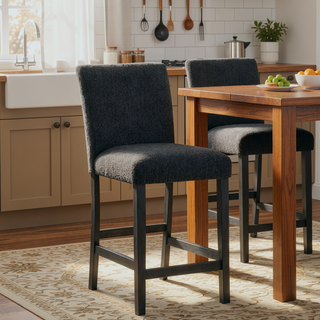 Sunvega Modern Upholstered Boucle Counter Stools with Padded Seat Set of 2