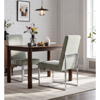 Sunvega Modern Velvet Upholstered Stainless Steel Dining Chair with Chrome Finish